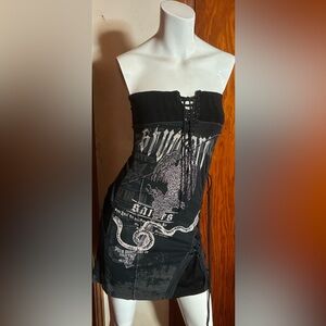 Salvage Brand Rhinestone Covered Dark Green Tunic / Dress